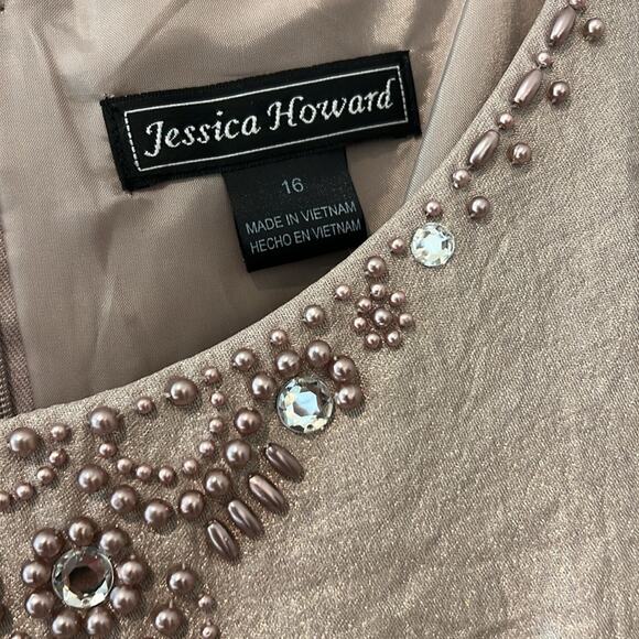 NWT $150 Jessica Howard 2 Piece Set Dress & Jacket‎ Taupe 16 Plus Size Wedding - Picture 11 of 16